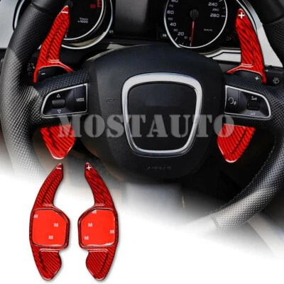 For Audi A3 A4 A5 A6 S6 Q5 Q7 TT Red Carbon Fiber Steering Wheel Paddle Shifter - image 1 of 4