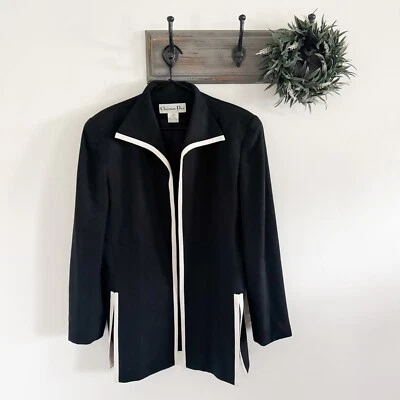 Dior Vintage Black and White Silk Jacket 10 - Image 1 of 4
