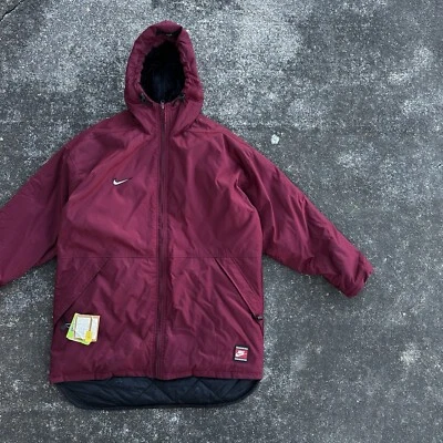 VTG 90s Nike Team Sports Logo Spellout Coat Jacket Parka Men’s M 1990s Red - Image 1 of 4