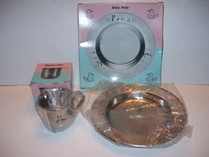 Vintage NOS Selamdia Japan Stainless Baby Plate and Cup - Picture 1 of 3