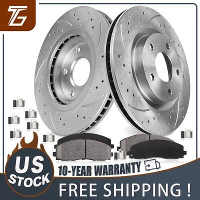 Front Drilled Disc Brake Rotors Ceramic Pads Kit for Town & Country Journey Foto 1 de 4