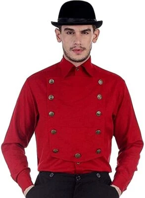 Shirt Steampunk Victorian Cosplay Gothic Men Cotton/Linen Airship Shirt - Image 1 of 2