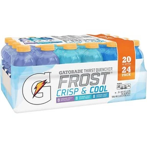 24-20 oz GATORADE FROST CRISP & COOL SPORTS DRINK, PURPLE, BLUE, WHITE - Picture 1 of 5