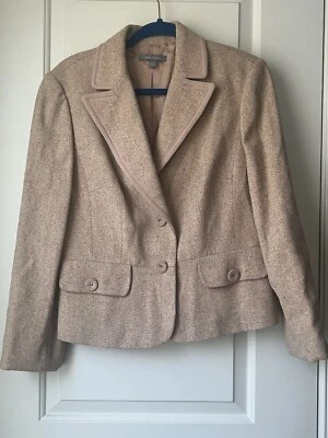 Chaqueta Blazer ANN TAYLOR Mujer Tweed Mezcla Lana Rosa Tostado Talla 12 Foto 1 de 4