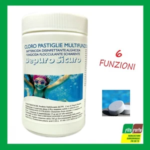 CLORO PASTIGLIE MULTIFUNZIONE 6 AZIONI 1KG DEPURO SICURO ANTIALGHE AZZURRANTE - Foto 1 di 1
