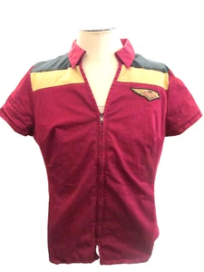 Harley-Davidson 120th Anniversary Woven Zip Up Shirt Women's 2XL Red Colorblock - Picture 1 of 12