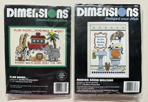 Lote de 2 kits de punto de cruz contados dimensiones 6627 y 6680 animales de zoológico Arca de Noé - Imagen 1 de 9