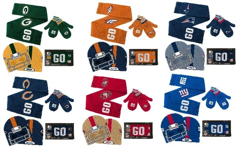 Licensed NFL Youth Hat, Scarf & Mittens Set ~ Pick Your Favorite Team ~ NWT Cover