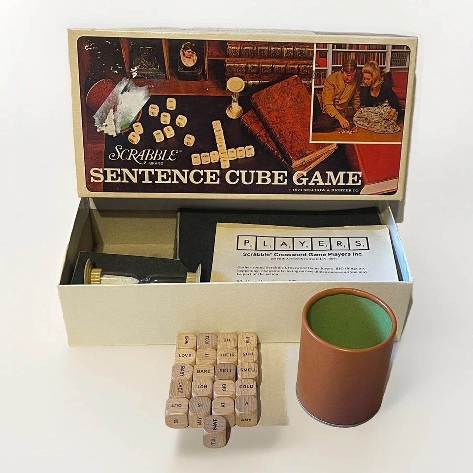 Vintage 1971 Scrabble Sentence Cube Game by Selchow & Righter Co. Complete - Image 1 of 4