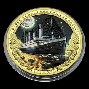 Titanic Vergoldete Liebes-Gedenkmünze Königliche Medaille Glücks Abzeiche - Picture 1 of 11