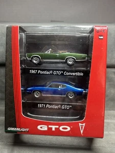 Greenlight 1967 PONTIAC GTO verde CONV 1971 Pontiac GTO azul juego de 2 coches - Imagen 1 de 5