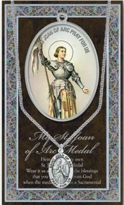 St. Jeanne d'Arc Zinnmedaille Halskette mit geprägter Broschüre - Bild 1 von 1