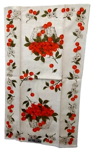 PARISIAN PRINTS Vintage Hand Tea Towel Big Red Cherries New with Tags Red/beige - Picture 1 of 4
