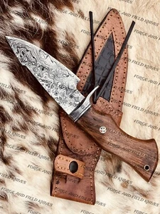 Custom Handmade Damascus Steel Bobcat Hunting Knife Fixed Blade EDC Gift Knife. - Picture 1 of 8