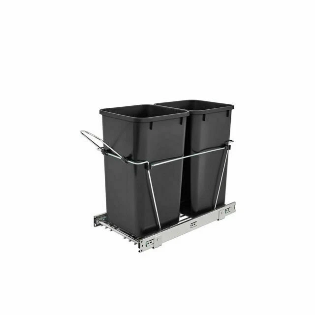 Rev-A-Shelf RV-15KD-18C S Double 27 Quart Sliding Pull-Out Waste Trash Garbage - Image 1 of 1