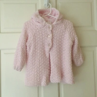 Cárdigan Suéter 12M Infantil Rosa Tejido Manga Larga Capucha | Primeras Impresiones Foto 1 de 4