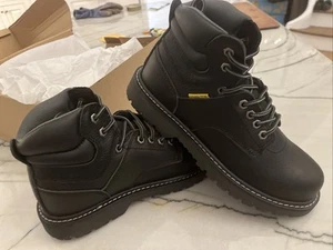 Steel Toe Work Boots for Men Slip Safety Boot Construction Leather Ankle Boots 8 - Picture 1 of 7