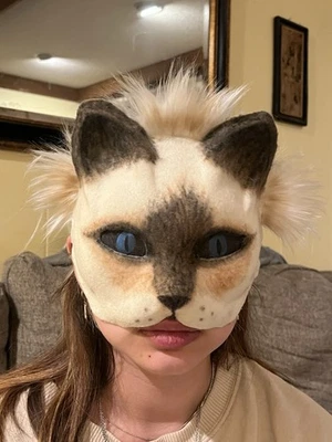 Máscara de Gato Therian Mascarada Felina Siamesa Halloween Cosplay Animal Alterhumano Foto 1 de 3