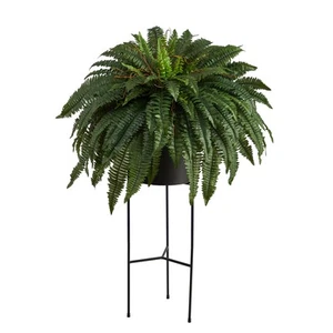 Nearly Natural 51in. Boston Fern Artificial Plant in Black Planter with Stand - Picture 1 of 4