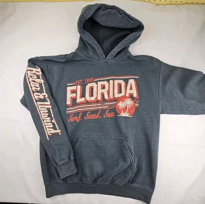Florida Womens Size Medium Hoodie Sweatshirt Relax & Unwind Grey Orange  - Image 1 of 4