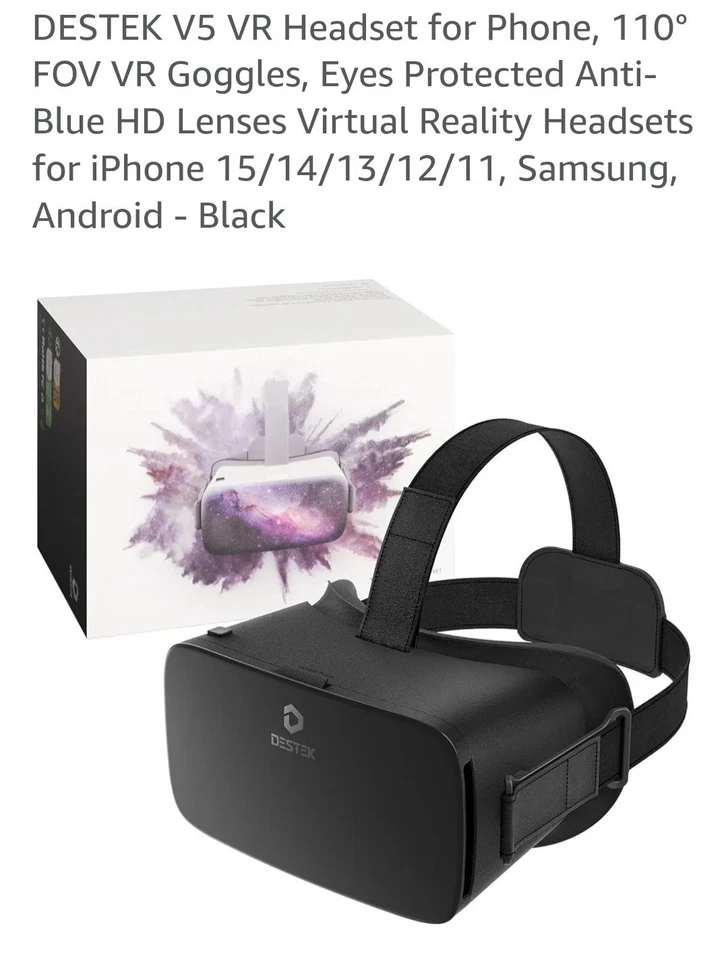DESTEK V5-4  VR Headset White /iPhone /Samsung/Android with Controller/Black - Image 1 of 4