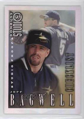 1998 Donruss Studio Checklist Studio Proofs /1000 Jeff Bagwell #215 HOF - Image 1 of 2