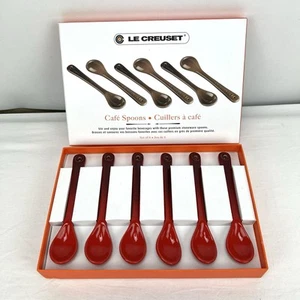 Le Creuset Cafe Löffel Premium Steingut Löffel ROT 6er Set NEU in offener Box - Bild 1 von 10