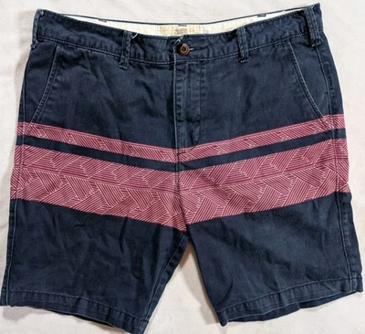 Hollister Chino Shorts Mens 36 Navy Blue Geometric Colorblock Pattern 8" Inseam - Image 1 of 4
