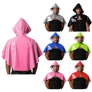Mens Cape Steampunk Tops Party Fancy Dress Pvc Hooded Cloak Vintage Clubwear - Picture 1 of 66