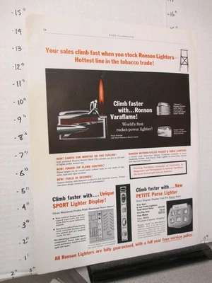 anuncio de revista comercial 1958 RONSON encendedor de cigarrillos Varaflame mostrador pantalla Foto 1 de 2