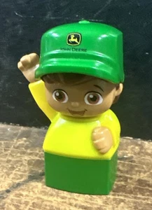 Mega Bloks John Deere Tractor Driver Brown Hair Brown Eyes Green Yellow Waving - Picture 1 of 4