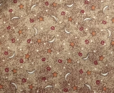 Debbie Mumm Tiny Stars and Moon On Tan Background Over 1 Yard Estate Sale Fabric - Image 1 of 4