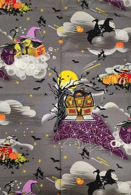 Halloween Fabric Legend Of Webb Hill Dana Brooks For Henry Glass 32"×44" Witches - Image 1 of 4
