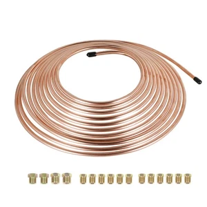 Juego de 1 bobina de 1/4 OD 25 pies con accesorios de línea de freno de cobre de acero - Imagen 1 de 10