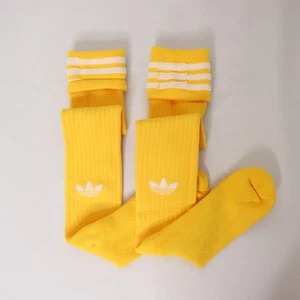 Vintage 80's Adidas Trefoil Tube Socks Yellow White Striped NOS - Picture 1 of 5
