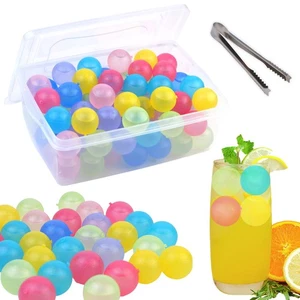 60 Pack Reusable Ice Cube, Plastic Ice Cubes Round for Drinks, Reusable Ice B... - Picture 1 of 7