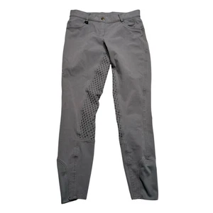 Ovation Riding Breeches Womens Medium Gray Full Seat Silicone Grip Equestrian - Picture 1 of 10