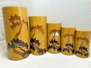 SHIMURA'S Fine Craft Metal Nesting Containers Canister Vintage Mid Century Japan - Picture 1 of 12