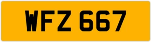 WFZ 667 W 3X3 DATELESS PRIVATE NUMBER PLATE WILL WIL WENDY WES WALT WAYNE WOLF - Picture 1 of 1