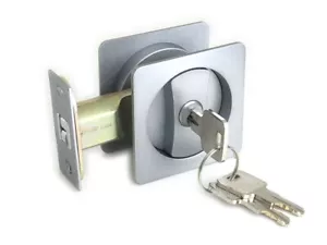 Cavity Sliding door Lock Entrance Set SATIN FINISH FREE POSTAGE SQ - Picture 1 of 4