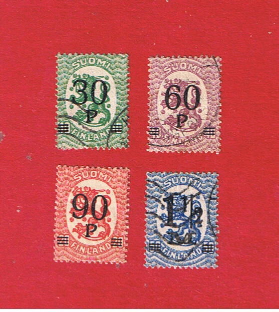 Finland  #123-126 VF used  Arms  of Republic  Surcharged  Free S/H - Image 1 of 1