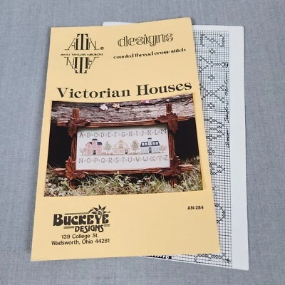 ATN Ann Taylor Nelson Designs Sampler VICTORIAN HOUSES Cross Stitch Sampler - Image 1 of 4