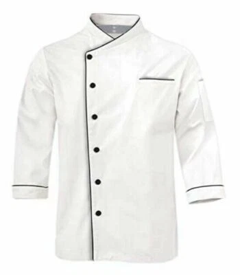 Men's Chef Coat Long Sleeve Kitchen Jacket  Work Uniform Hotel Dress Custom Size - Image 1 of 4