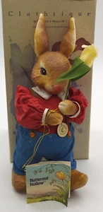 Estatuilla de conejo de Pascua Clothtique Possible Dreams 1990 tela maché 9,5" - Imagen 1 de 6