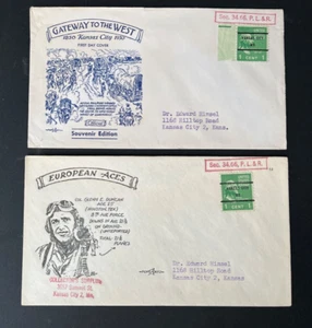 x2 WWII 1940s PATRIOTIC WORLD WAR II COVERS ! KANSAS CITY KS PRECANCEL STAMPS !! - Picture 1 of 2