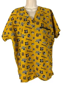 DUDZ University Of Missouri Mizzou Women’s Size M Gold Nurse Medical Scrub Top - Picture 1 of 8