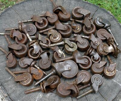 34 Vintage Iron Furniture Casters Salvaged Lot Rollers Hardware Steampunk • 39.95£