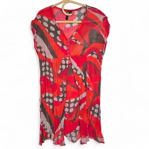 Taking Shape Women's Red Short Sleeve V-Neck Geometric Tunic Tops plus Size 12 - Picture 1 of 8