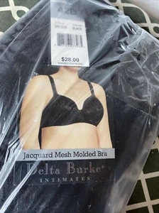 Delta Burke Intimates Jacquard Mesh Molded Bra Sz 42D Black DB5039 New W/ Tags! - Picture 1 of 5
