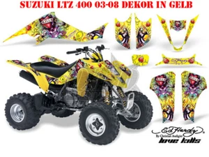 KIT GRÁFICO DE DECORACIÓN DE CARRERAS AMR ATV SUZUKI LTZ 400 Y KFX 400 ED-RESISTENTE LOVEKILLS B - Imagen 1 de 12